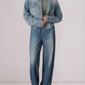 1901 Society Wide Leg Sweat Pant Jeans.  Elastic Waistband.  NWT. Size Large